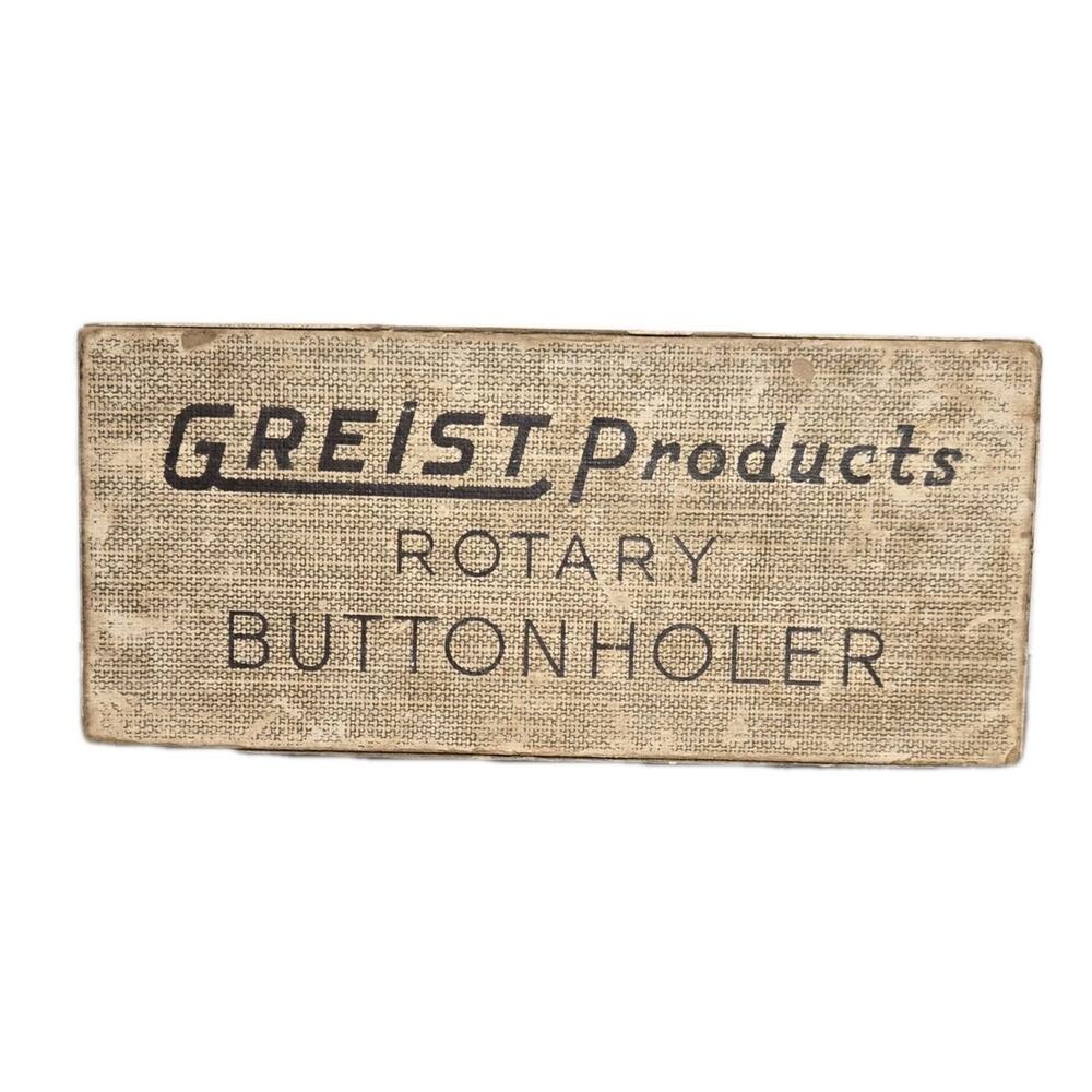 Vintage GREIST Products Rotary Buttonholer + 9 Attachments And Original Box